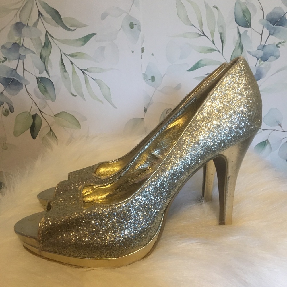 Gold Glitter Rampage Heels